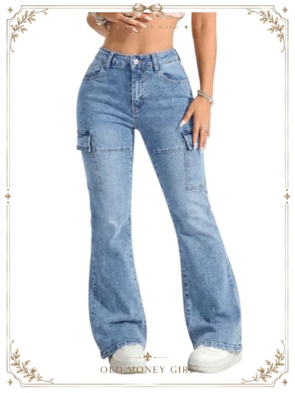 High Waisted Flare Jeans Stretchy Bell Bottom Denim Pants Y2K Streetwear
